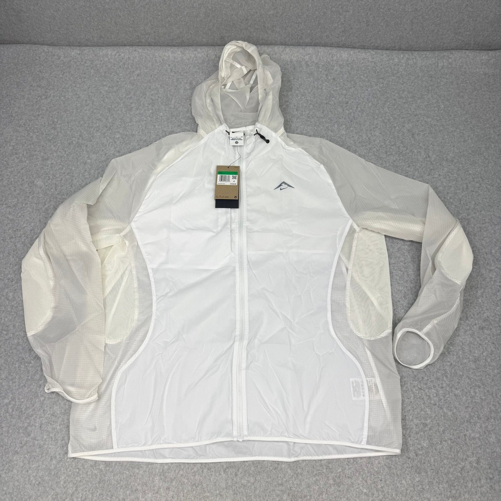 Nike Trail Dawn Range Mens Running Jacket White Full Zip FN4002-121 XL NEW